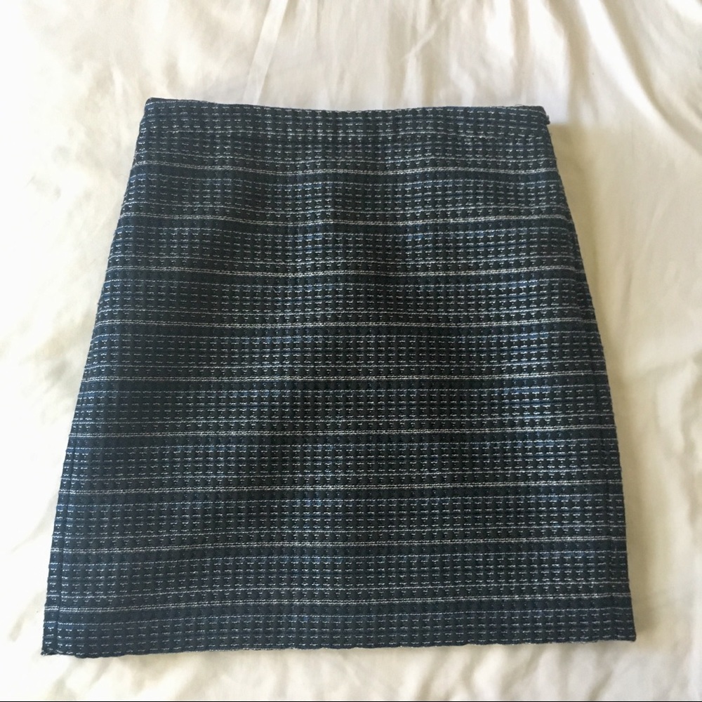 Ann Taylor Loft black and blue tweed skirt